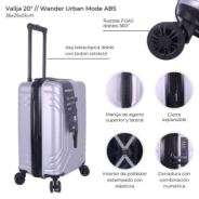 VALIJA CARRY ON WANDER URBAN MODE ABS SILVER 20