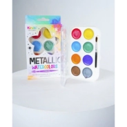 ACUARELAS COLORES METALICOS X8 CON PINCEL KIRUKI