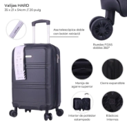 VALIJA CARRY ON HARD CHECK IN NEGRO 20