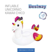 INFLABLE UNICORNIO KAWAII CHICO 155x119 CM BESTWAY