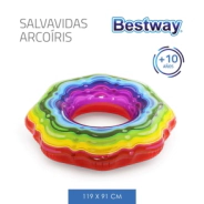 INFLABLE SALVAVIDAS ARCOIRIS 115 CM BESTWAY