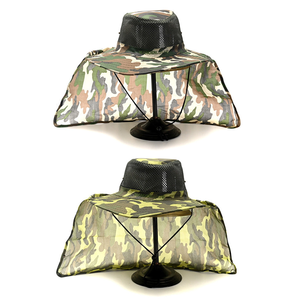 SOMBRERO AUSTRALIANO CON CUERDA AJUSTABLE Y CUBRENUCA CAMUFLADO