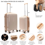 SET VALIJAS SKORA BS AS HARD PP KHAKI 24&quot; Y 20&quot; DOBLE RUEDA