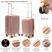 SET VALIJAS SKORA BS AS HARD PP ROSA 24&quot; Y 20&quot; DOBLE RUEDA
