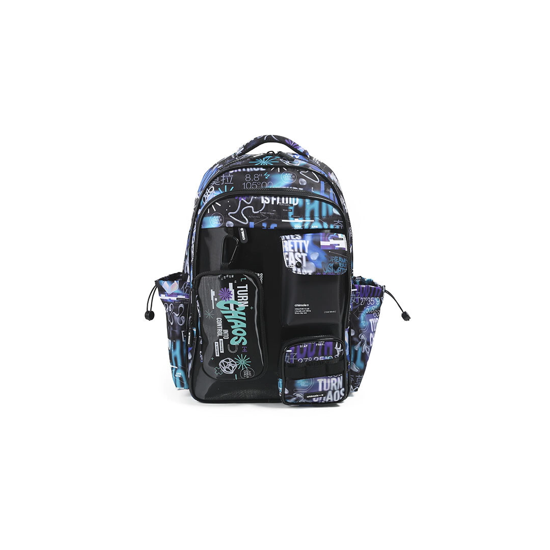 MOCHILA HOLOGRAM ESPALDA 18" FUTURE NOSTALGIA BLACK CHIMOLA