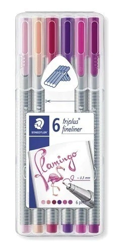 Marcador Staedtler x6 unid 334 0,3mm Flamingos