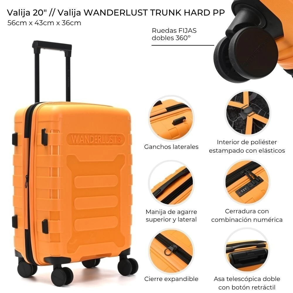 VALIJA CARRY ON WANDERLUST TRUNK HARD PP AMARILLO 20"