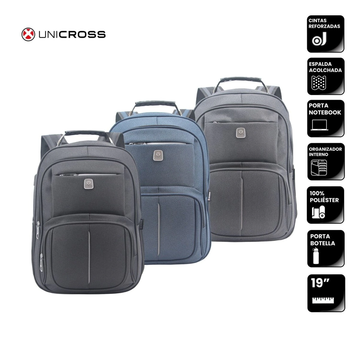 MOCHILA UNICROSS PORTANOTEBOOK 19" GRIS
