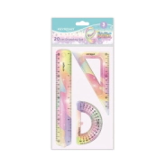 SET DE GEOMETRIA FLEX PASTEL CON GLITER 3 ELEMENTOS