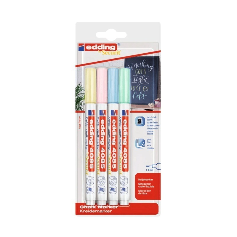 MARCADOR DE TIZA EDDING 4085 TRAZO FINO SET X4 PASTEL