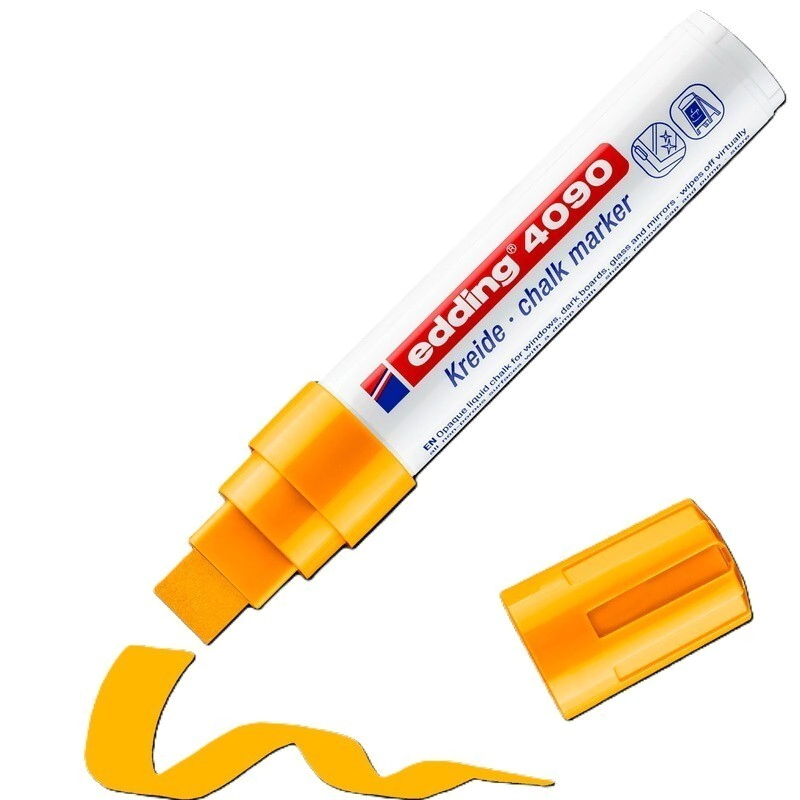 MARCADOR DE TIZA EDDING E-4090 TRAZO GRUESO NARANJA FLUO