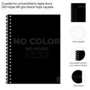 CUADERNO UNIVERSITARIO TAPA DURA 120 HOJAS BLACK SKORA