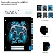 SEPARADORES ESCOLARES N3 X6 UN. GAMER SKORA
