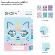 SEPARADORES ESCOLARES N3 X6 UN. GLAM SAFARI SKORA