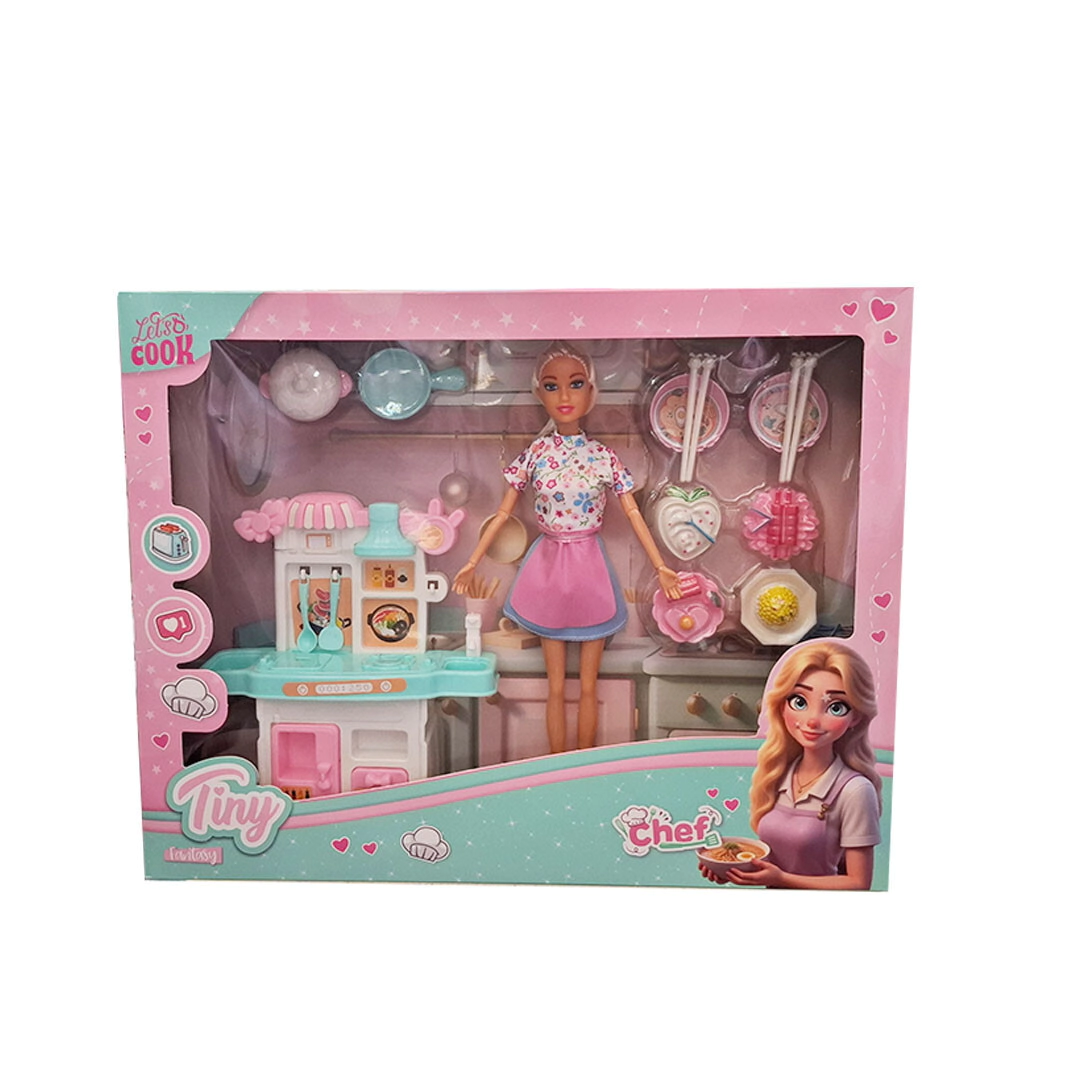 MU�ECA TINY CHEF CON ACCESORIOS 42x33x7 CM