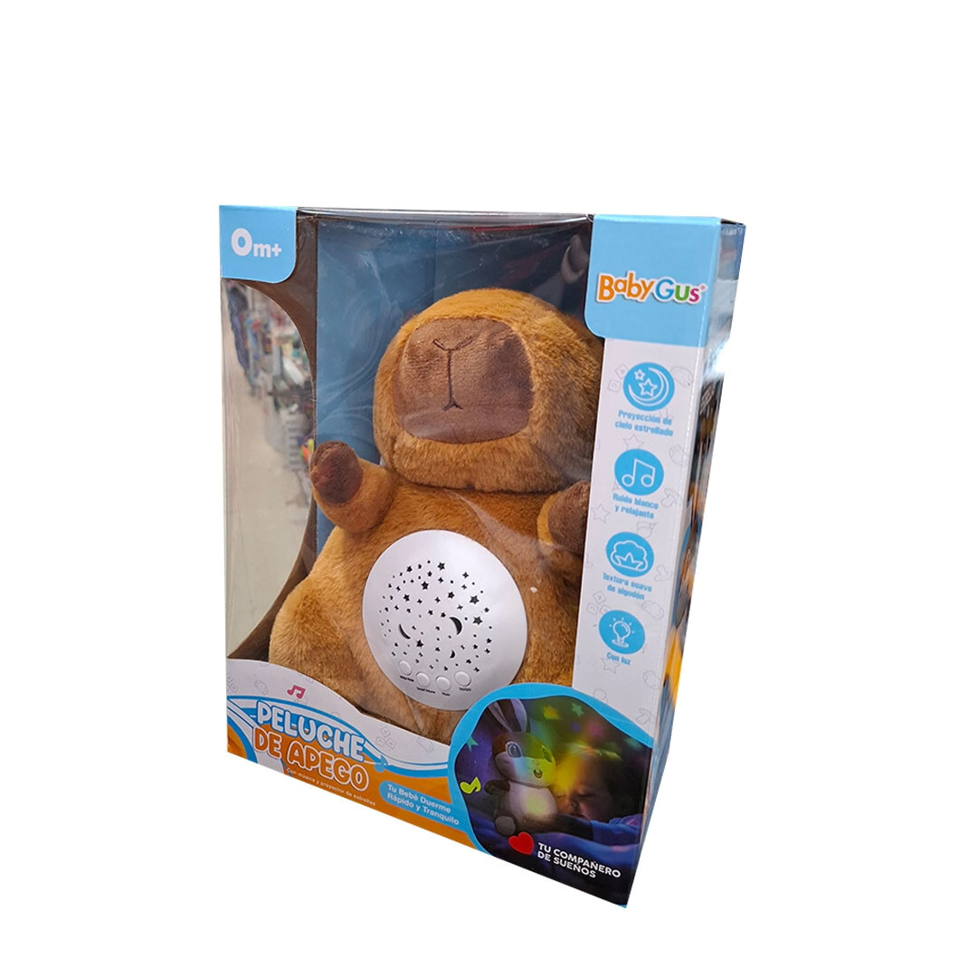 PELUCHE CAPYBARA CON LUZ Y SONIDO A PILAS 27x20x17 CM