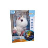 PELUCHE UNICORNIO CON LUZ Y SONIDO A PILAS 22x19x30 CM