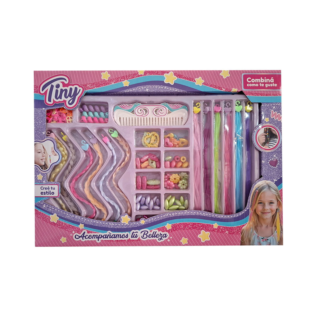 SUPER SET DE BIJOUTERIE Y TRENZAS PARA PELO TINY 40x28x4 CM