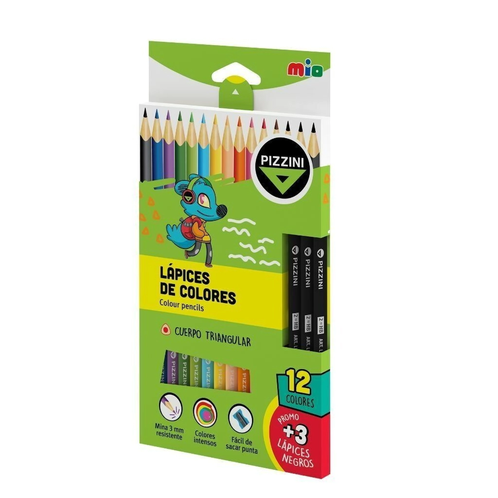 Lapices Mad largos Triang 12 col + 3HB Pizzini