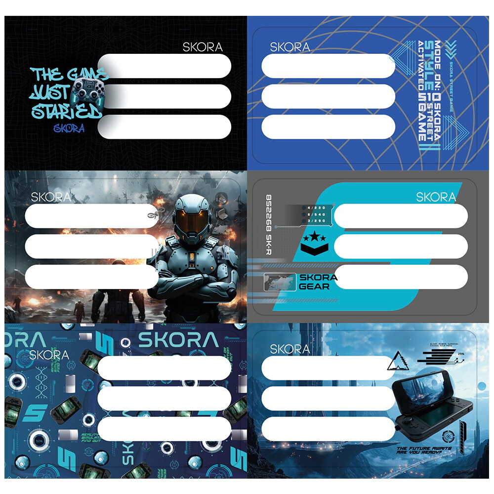 ETIQUETAS ECOLARES X12 GAMER SKORA