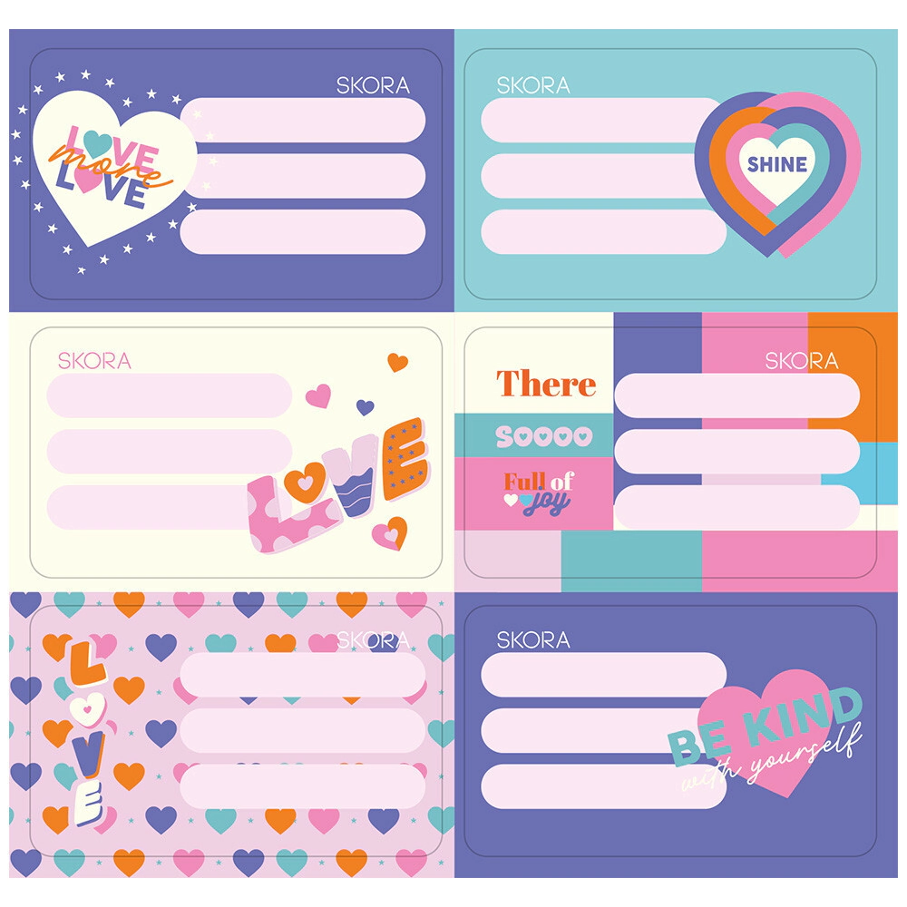 ETIQUETAS ECOLARES X12 LOVE SKORA