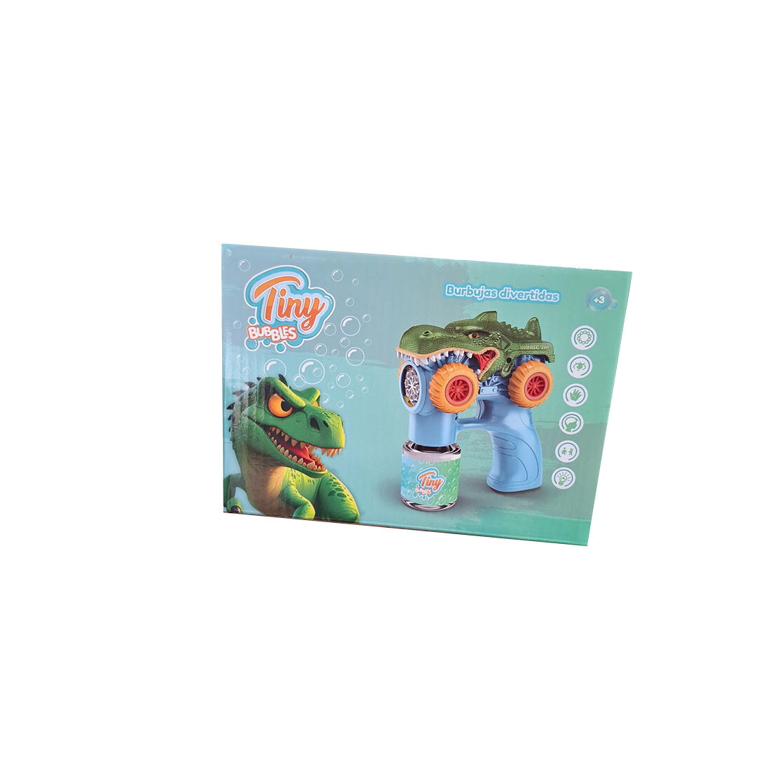 BURBUJERO DINOSAURIO CAR CON LUZ A PILAS TINY 20x8x15 CM