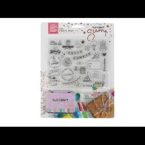 STAMP SET PARTY (SELLOS+ALMOHADILLA+BASE) IBICRAFT
