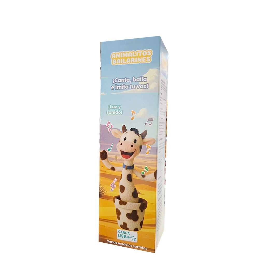 VACA BAILARINA LUZ Y SONIDO CARGA USB 30CM