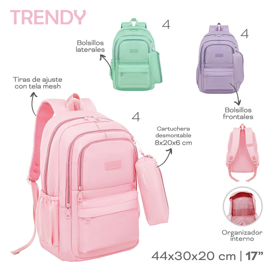 MOCHILA CON CARTUCHERA TRENDY