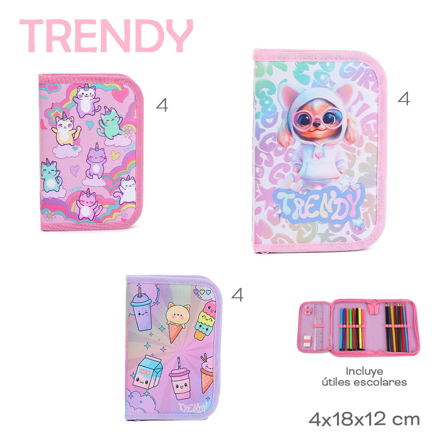 CARTUCHERA CON UTILES TRENDY