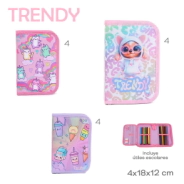 CARTUCHERA CON UTILES TRENDY