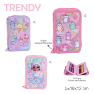 CARTUCHERA CON UTILES TRENDY