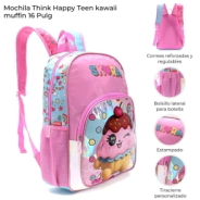 MOCHILA THINK HAPPY TEEN KAWAII MUFFIN 16" SKORA