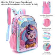 MOCHILA THINK HAPPY TEEN KAWAII UNICORNIO 16" SKORA