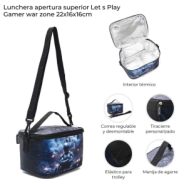 LUNCHERA APERTURA SUPERIOR LETS PLAY GAMER 22x16x16 CM SKORA