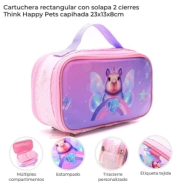 CARTUCHERA RECTANGULAR CON SOLAPA 2 CIERRES THINK HAPPY SKORA