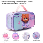 CARTUCHERA RECTANGULAR CON SOLAPA 2 CIERRES THINK HAPPY SKORA