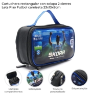 CARTUCHERA RECTANGULAR CON SOLAPA 2 CIERRES LETS PLAY FUTBOL SKORA