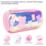 CARTUCHERA CON BOLSILLO INTERNO Y VOLANTE THINK HAPPY GUMMIE SKORA