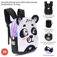 MOCHILA KAWAII TERMOFORMADA PANDA 22x30x10 CM SKORA