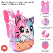 MOCHILA KAWAII TERMOFORMADA GATITO HELADO 22x30x10 CM SKORA