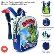 MOCHILA PETIT ESPALDA TERMOFORMADA DINO 22x30x10 CM SKORA