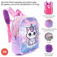 MOCHILA PETIT ESPALDA TERMOFORMADA GATITO 22x30x10 CM SKORA