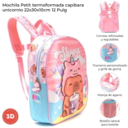 MOCHILA PETIT TERMOFORMADA CAPIBARA UNICORNIO 22x30x10 CM SKORA