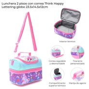 LUNCHERA 2 PISOS CON CORREA THINK HAPPY LETTERING SKORA