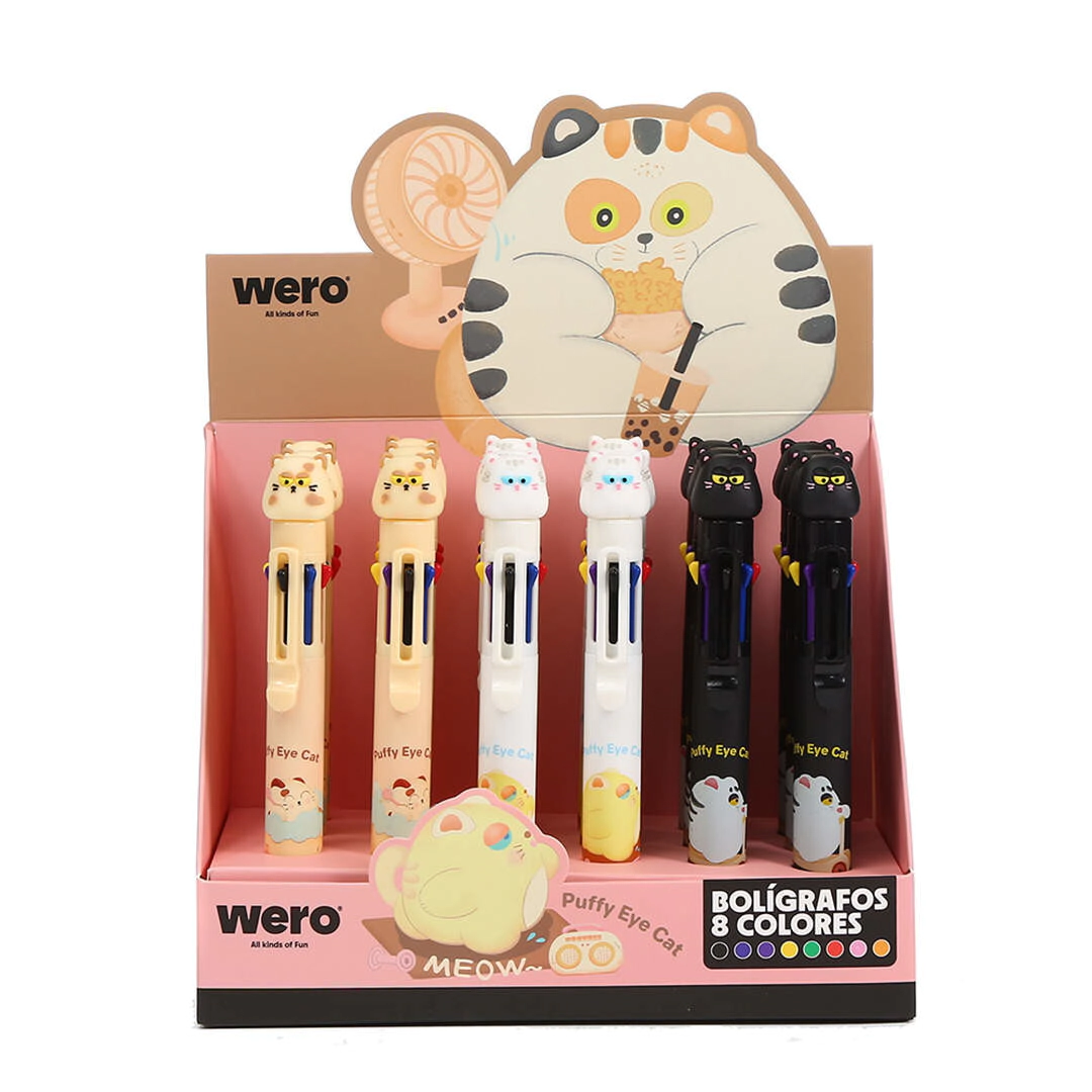BOLIGRAFO 8 COLORES PUFFY CATS WERO