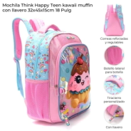 MOCHILA THINK HAPPU TEEN KAWAII MUFFIN 32x45x15 CM SKORA