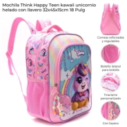 MOCHILA THINK HAPPU TEEN KAWAII UNICORNIO 32x45x15 CM SKORA