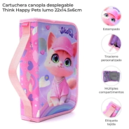 CARTUCHERA CANOPLA DESPLEGABLE THINK HAPPY PETS 22x14x6 CM SKORA