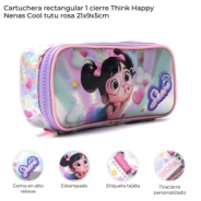 CARTUCHERA RECTANGULAR 1 CIERRE THINK HAPPY NENAS COOL 21x9x5 CM SKORA